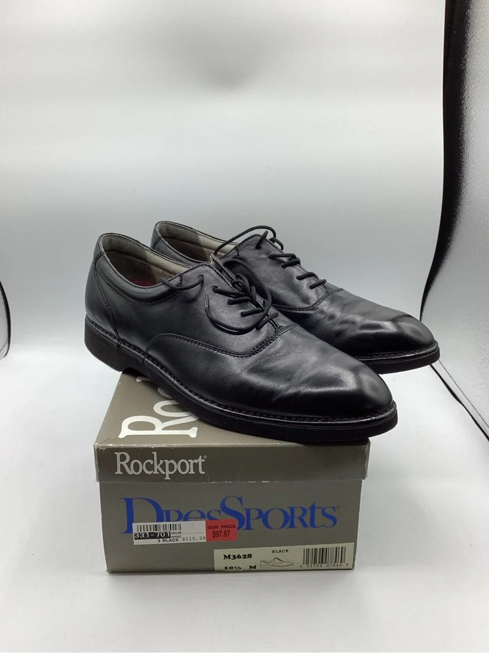Rockport Men's Black Leather Oxford Dress Shoes Size 10.5